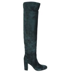 Gianvito Rossi Knee-High Black Suede Boots With Block Heel - NWT